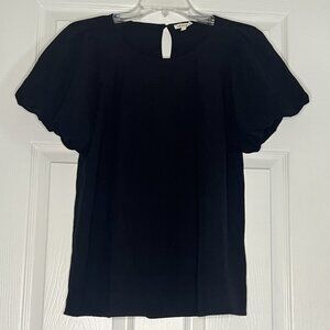 Black Boutique Top - Women’s Size Small - Puff Sleeves - Back Button